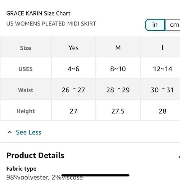 GRACE KARIN NWT High Elastic Waist A-Line Midi Pleated Chiffon Skirt - Picture 11 of 11